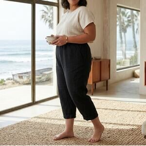 J.Jill Women´s Linen Ankle Length Lagenlook Black Minimalist Size L